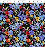 Black Garden and Blue Garden fabric sold by half a yard.